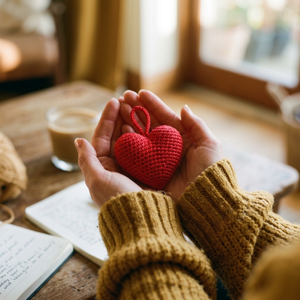 Corazón 3D Amigurumi terminado