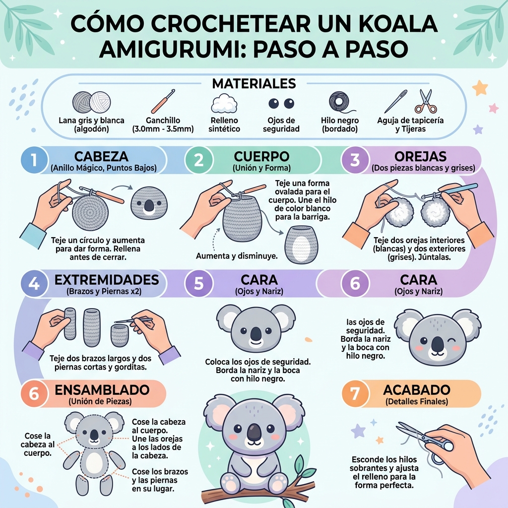 Guida infografica del Koala Amigurumi