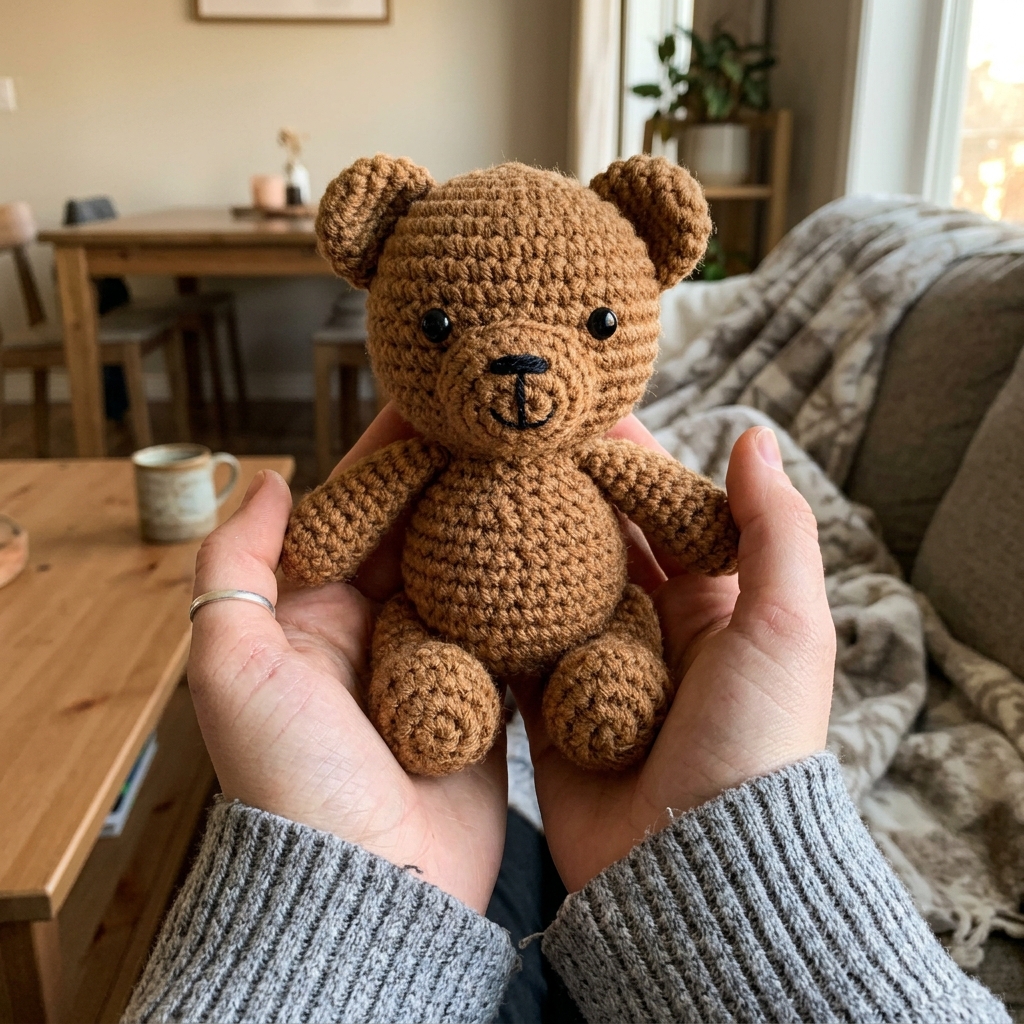 Osito de peluche clásico tejido por la alumna María