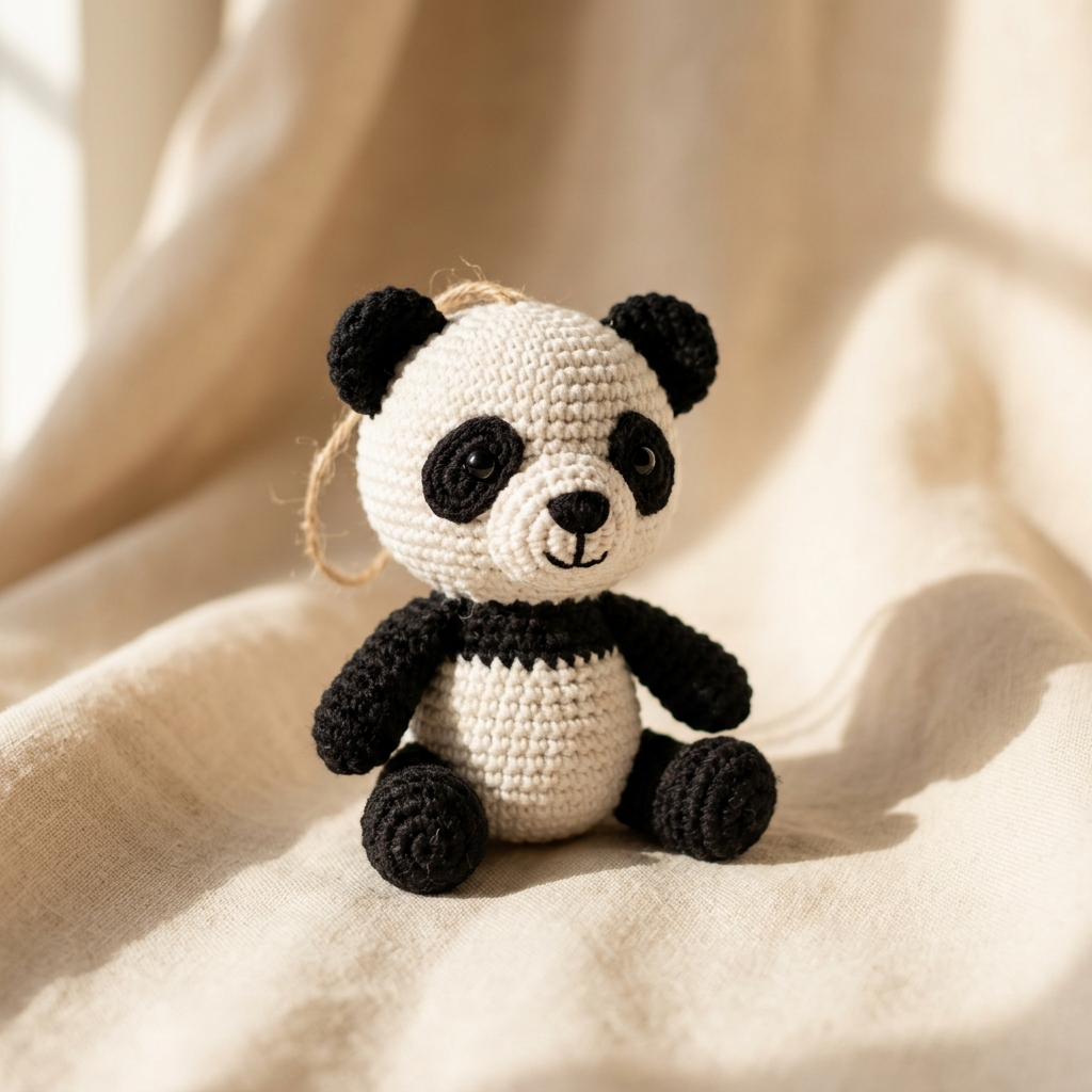 Panda Saltarín Amigurumi terminado